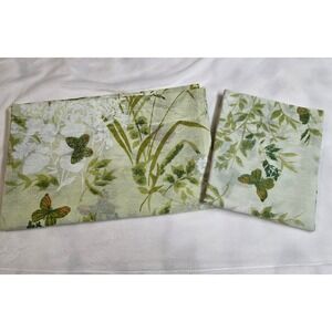 Vtg 70s Kitchen, Bathroom Curtain Panel & Valance Sheer Botanical Butterfly 59"W